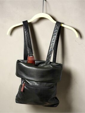 DKNY Black Leather Backpack